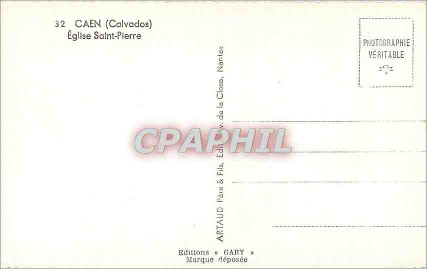 CPM Caen Calvados Eglise Saint Pierre  — Verso