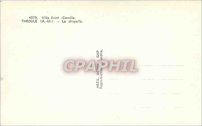 CPM Villa Saint Camille Theoule AM La Chapelle  — Rückseite