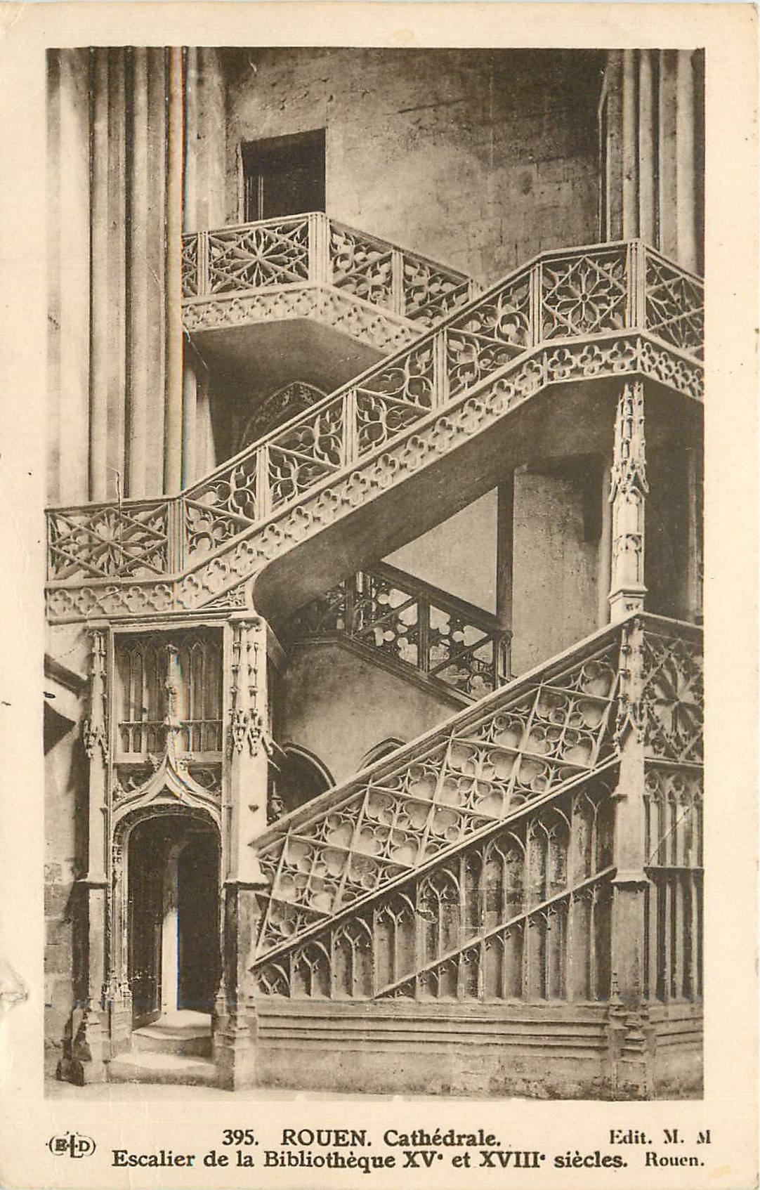 CPA Rouen Cathedrale Escalier de la Bibliotheque 