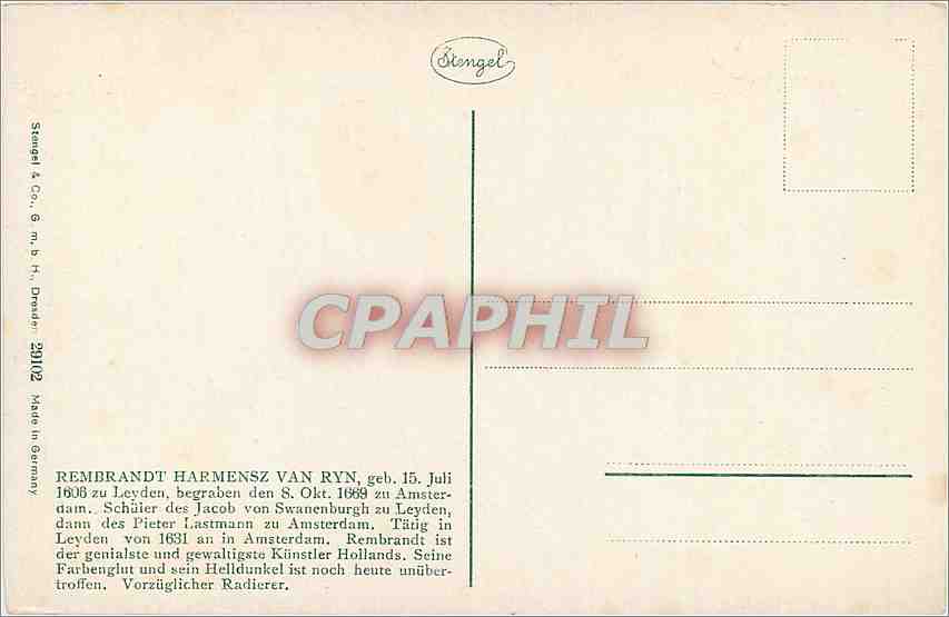 CPA Rembrandt Harmensz Van Ryn Amsterdam  — Verso