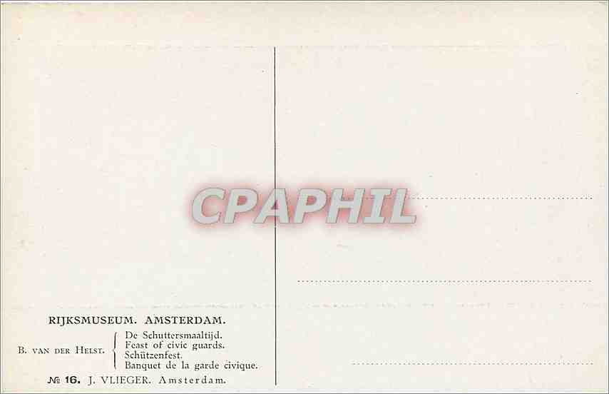 CPA Rijksmuseum Amsterdam B Van Der Helst Banquet de la garde civique  — Back