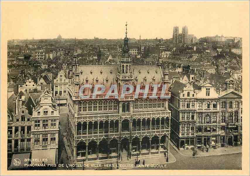 CPA Bruxelles Panorama pris de l'Hotel de Ville vers L'Eglise Sainte Gudule 