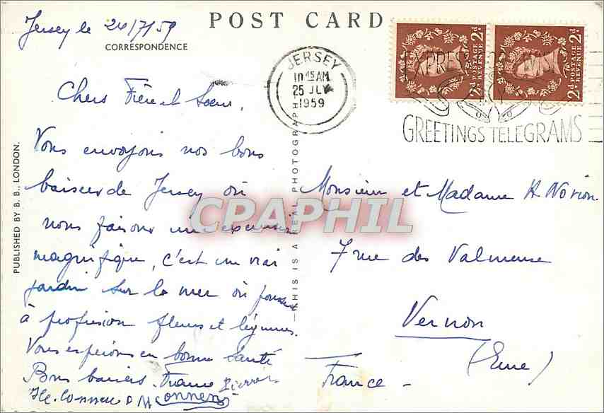 CPM Jersey Rozel Bay Mont Orgueil Castle St Brelade's Bay St Helier's harbour — Back