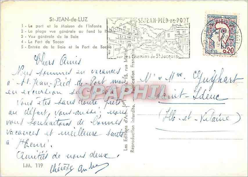 CPM St Jean de Luz Le port et la Maison de l'Infante Bateaux — Rückseite