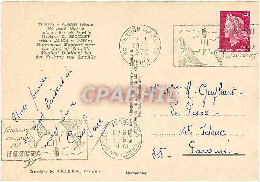 CPM Verdun Meuse Monument Maginot pres du Fort de Souville Militaria — Rückseite