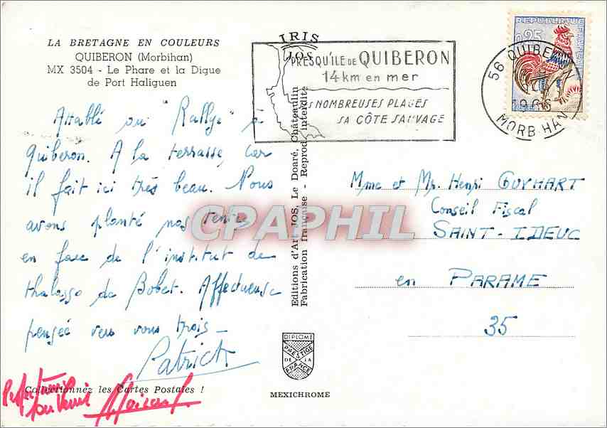 CPM Quiberon Morbihan Le Phare et la Digue de Port Haliguen  — Rückseite