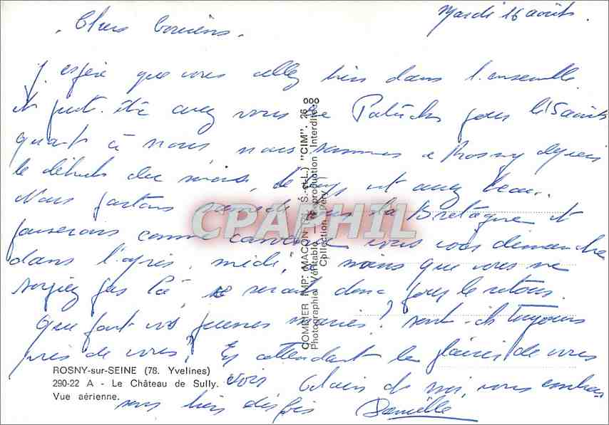 CPM Rosny sur Seine Yvelines Le Chateau de Sully Vue aerienne  — Back