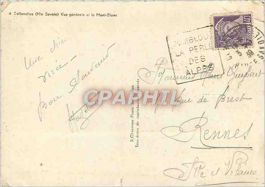 CPM Sallanches Hte Savoie Vue generale et le Mont Blanc  — Back