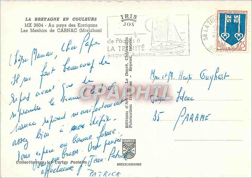 CPM Au pays des Korrigans Les Menhirs de Carnac Morbihan  — Rückseite