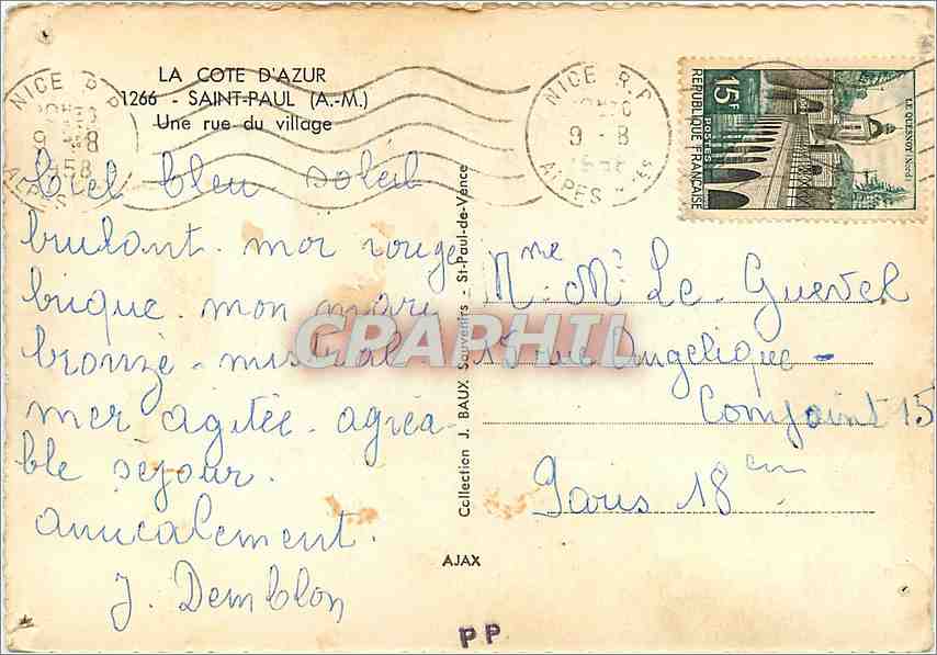 CPM Saint Paul AM Une rue du village  — Verso