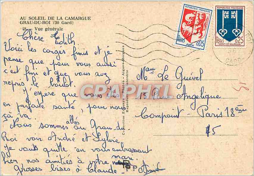 CPM Au Soleil de la Camargue Grau du Roi Gard Vue generale  — Rückseite