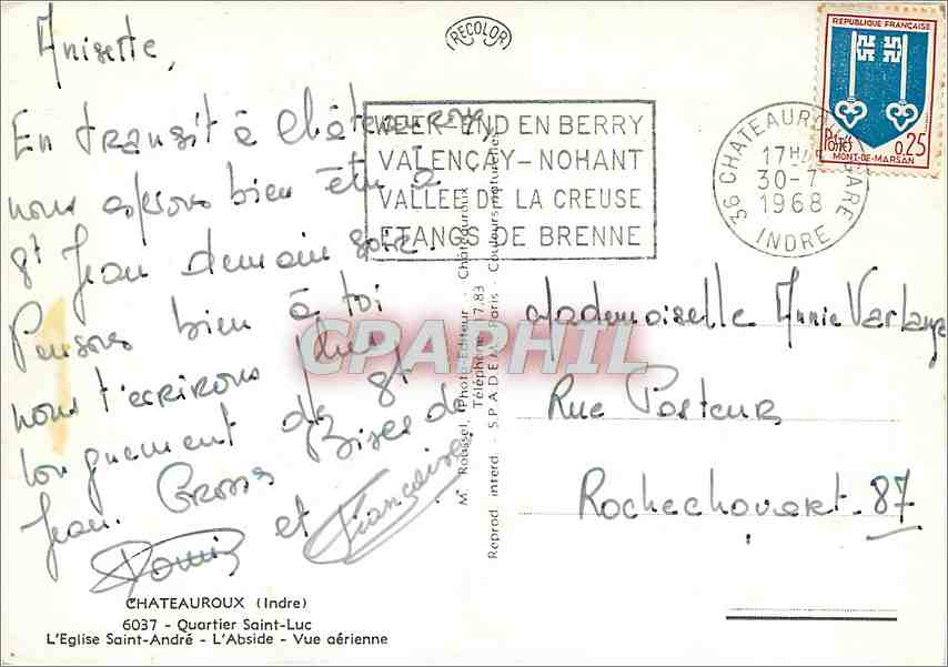 CPM Chateauroux Indre Quartier  — Rückseite