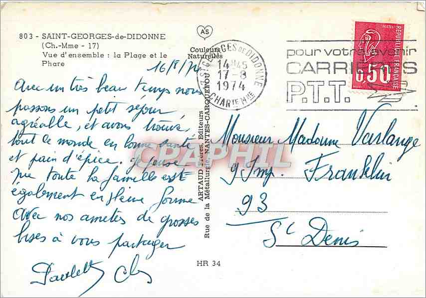 CPM Saint Georges de Didonne Ch Mme Vue d'ensemble La Plage et le Phare  — Verso