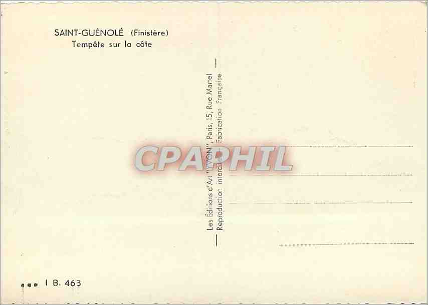 CPM Saint Guenole Finistere Tempete sur la cote  — Rückseite