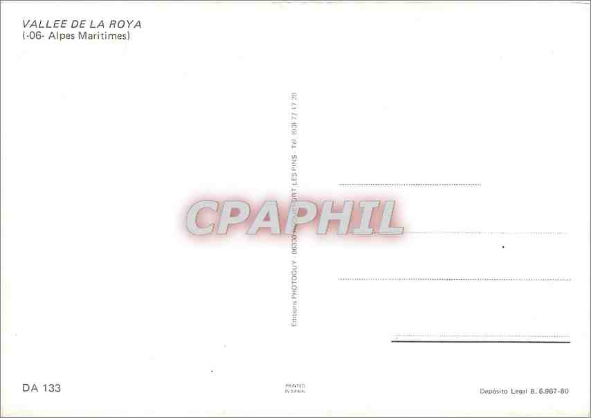 CPM Vallee de La Roya Alpes Maritimes  — Rückseite
