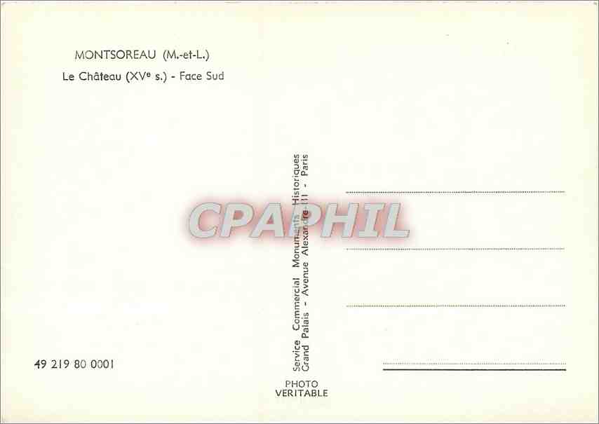 CPM Montsoreau M et L Le Chateau Face Sud  — Back