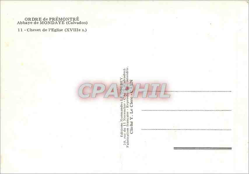 CPM Ordre de Premontre Abbaye de Mondaye Calvados Chevet de l'Eglise  — Rückseite