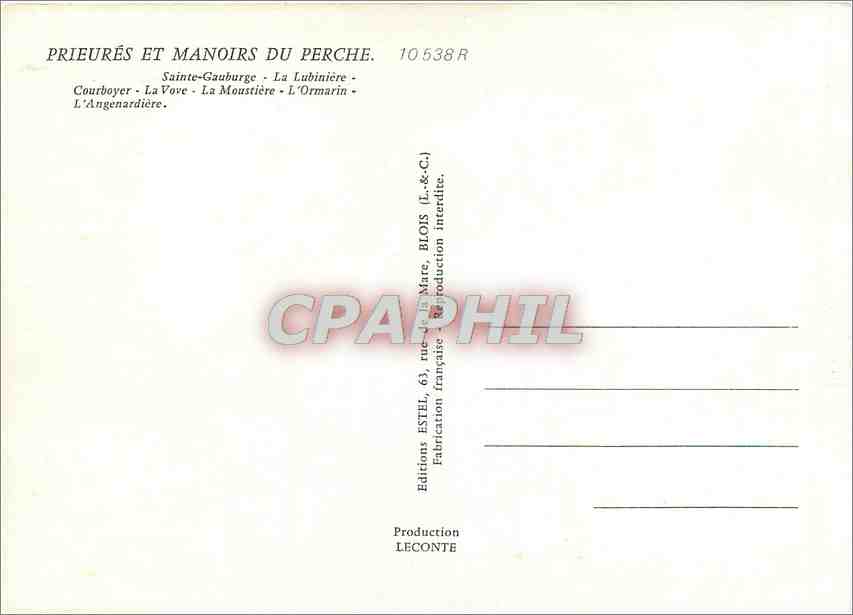 CPM Prieures et Manois de Peche Sainte Gauburge La Lubienere  — Rückseite