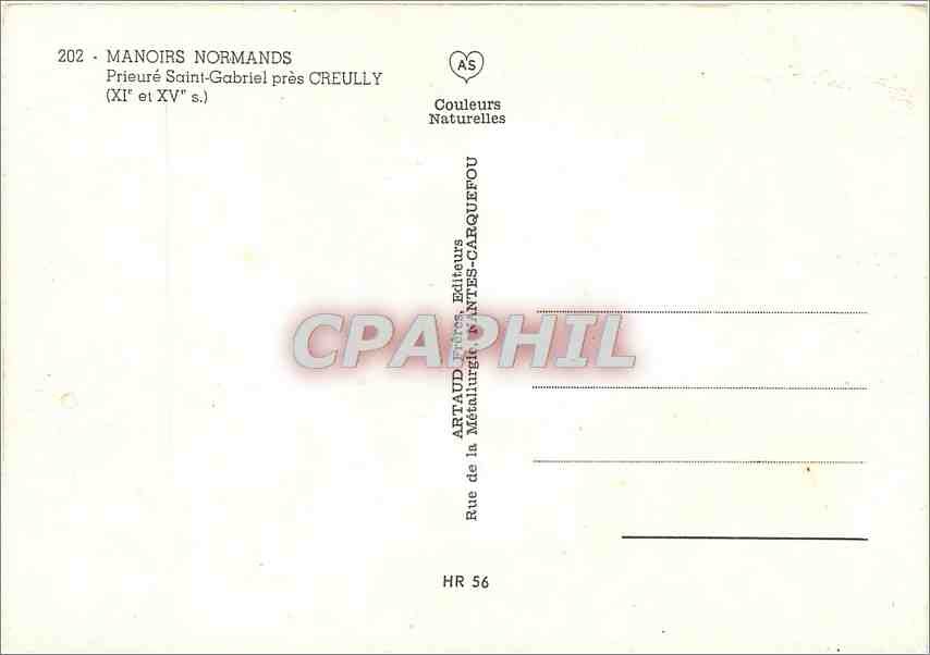 CPM Manoirs Normands Prieure Saint Gabriel pres Creully  — Rückseite
