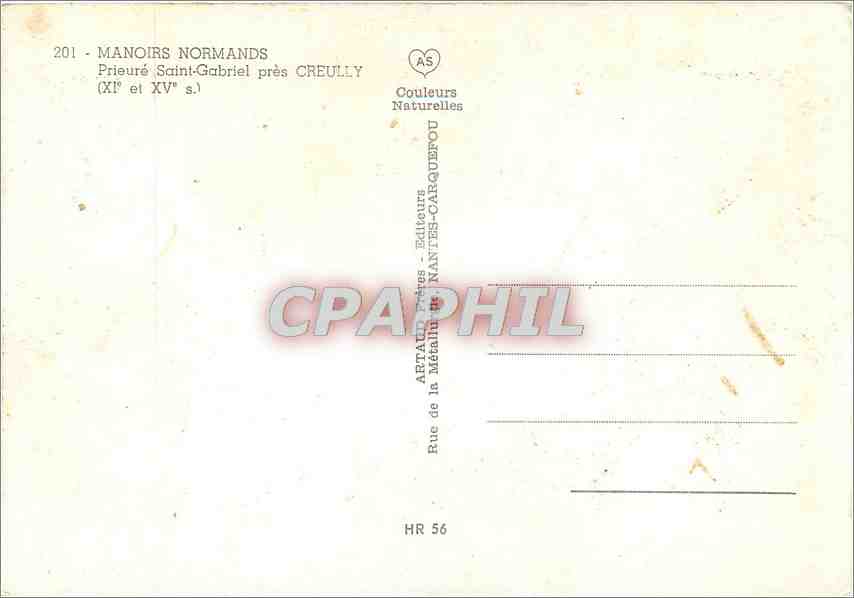 CPM Manoirs Normands Prieure Saint Gabriel pres Creully  — Rückseite
