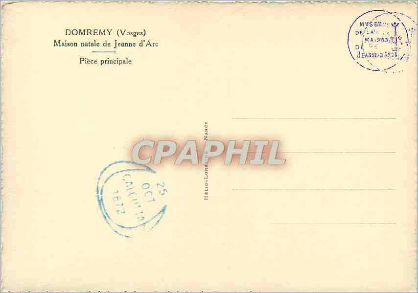 CPM Domremy Vosges Maison natale de Jeanne d'Arc  — Verso