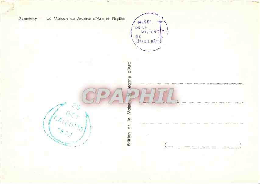 CPM Domremy La Maison de Jeanne d'Arc et l'Eglise  — Rückseite