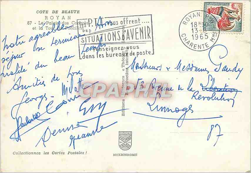 CPM Royan Le Palais des Congres et la Tour de Foncillon — Verso