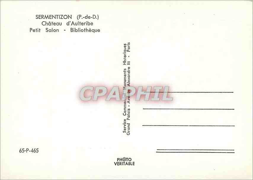 CPM Sermentizon P de D Chateau d'Aulteribe Petit Salon Bibliotheque  — Rückseite
