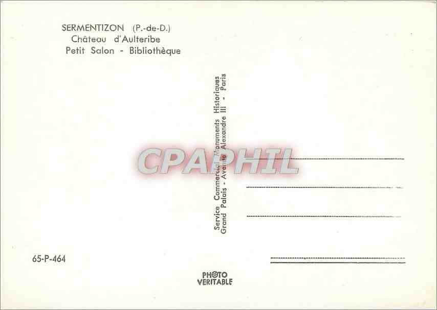 CPM Sermentizon P de D Chateau d'Aulteribe Petit Salon Bebliotheque  — Rückseite