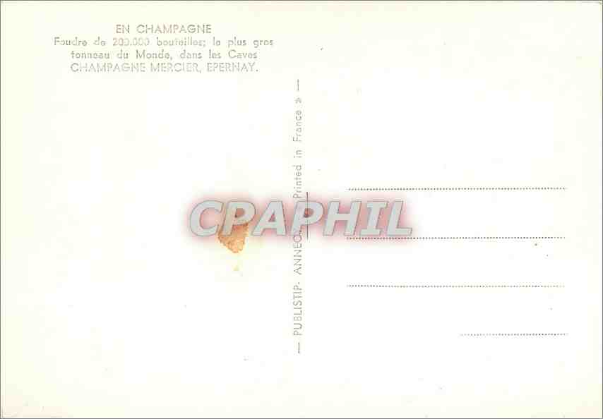 Foudre de 200.000 botellas — el barril más grande del mundo — en las bodegas Champagne Mercier, Epernay — Reverso