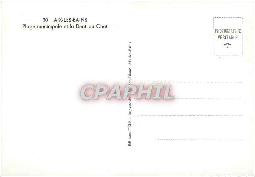 CPM Aix les Bains Plage municipale et la Dent du Chat  — Rückseite
