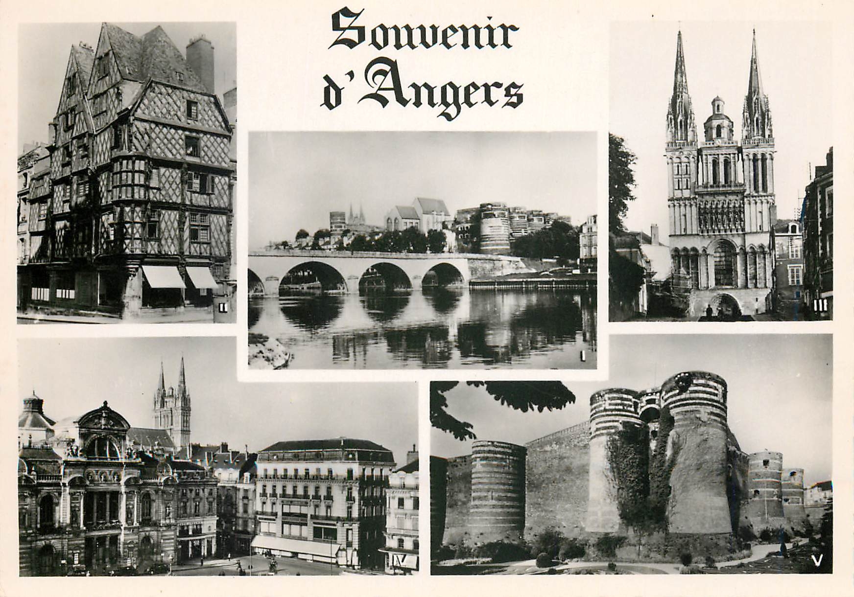 CPM Angers Le Pont de la Basse Chaine La Maison d'Adam La Cathedrale Saint Maurice 