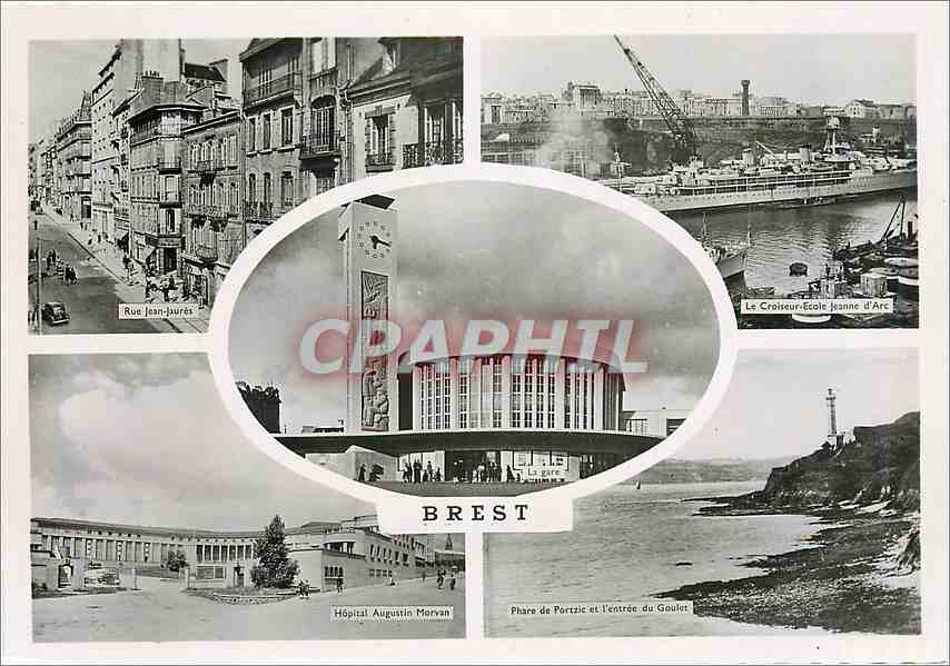 CPM Brest Rue Jean Jaures Le Croiseur Ecole Jeanne d'Arc Bateau