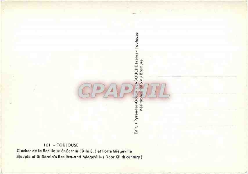 CPM Toulouse Clocher de la Basilique St Sernin  — Verso