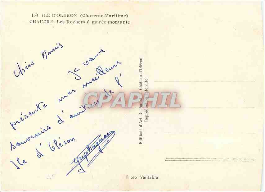 CPM Ile d'Oleron Charente Maritime Chaucre Les Rochers a maree montante  — Back