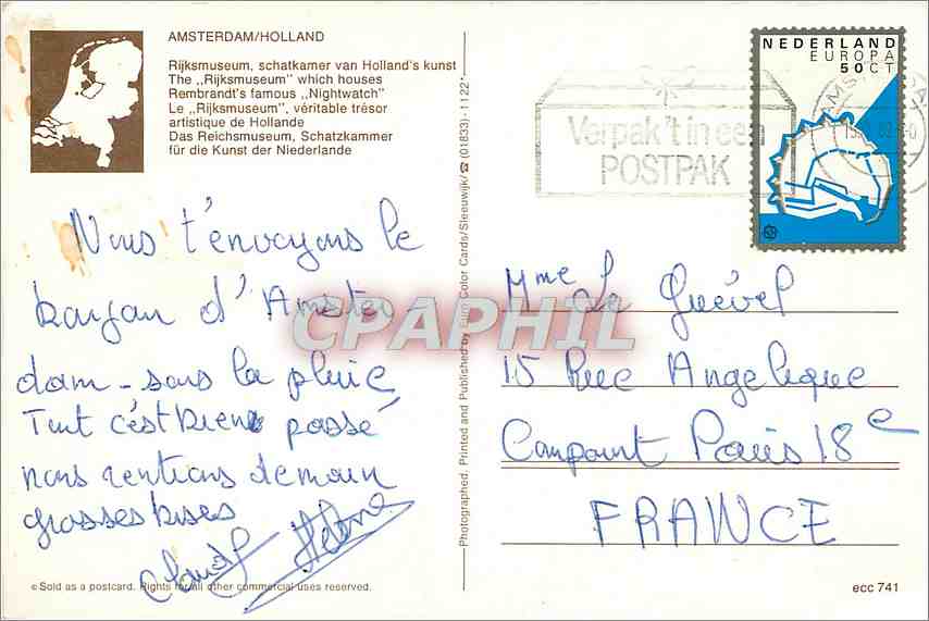 CPM Amsterdam Holland Le Rijksmuseum veritable tresor artistique de Hollande  — Verso