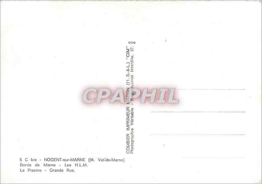 CPM Nogent sur Marne Val de Marne La Piscine Grande Rue  — Back