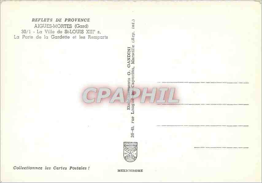 CPM Aigues Mortes Gard La Ville de St Louis  — Rückseite