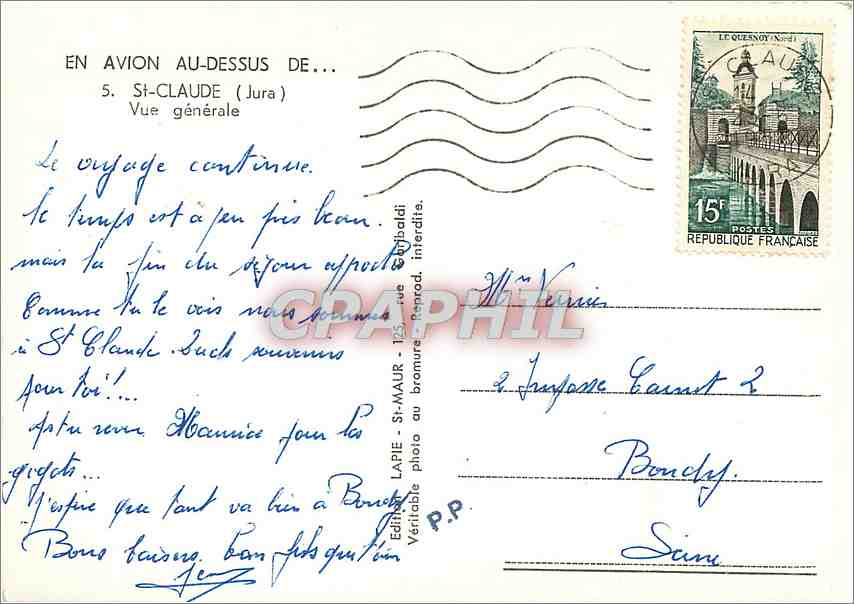 CPM St Claude Jura Vue generale  — Back