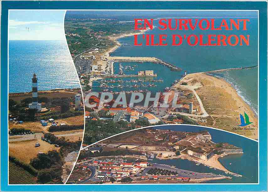 CPM L'Ile d'Oleron Charente Maritime En survolant Le phare de Chassiron la Cotiniere le Chateau 