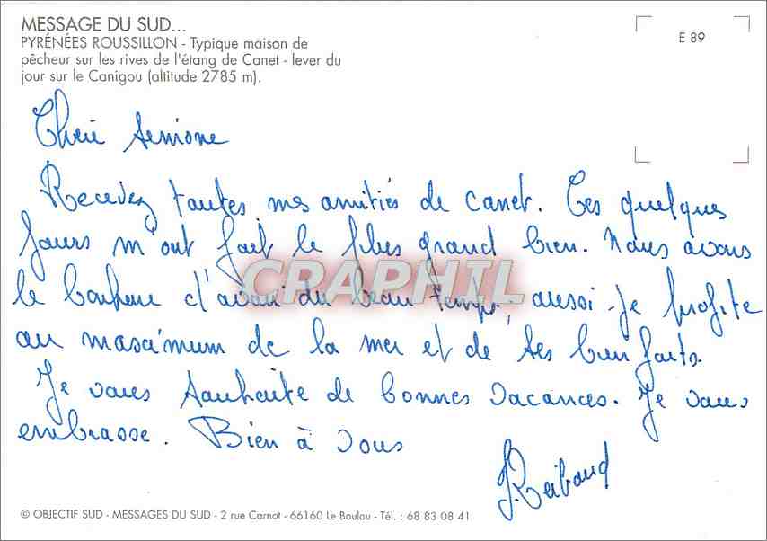 CPM Pyrenees Roussillon Typique maison de pecheur sur les rives de l'etang de Canet  — Rückseite