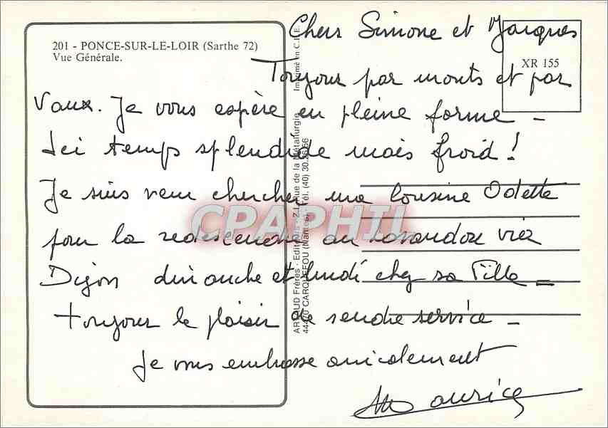 CPM Ponce sur le Loir Sarthe Vue Generale  — Rückseite