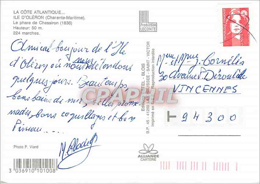 CPM Ile d'Oleron Charente Maritime Le phare de Chassiron  — Back