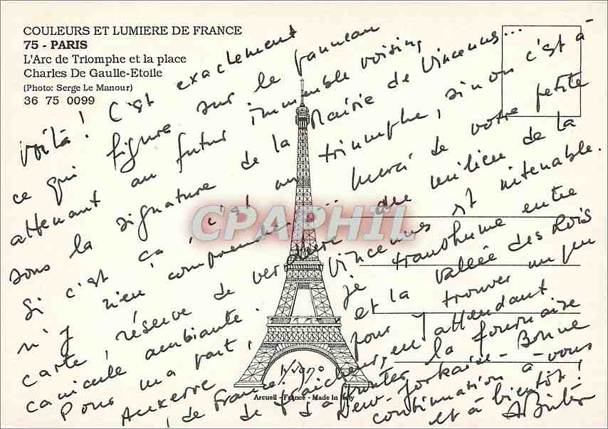 CPM Paris L'Arc de Tiomphe et la place Charles de Gaulle Etoile  — Rückseite