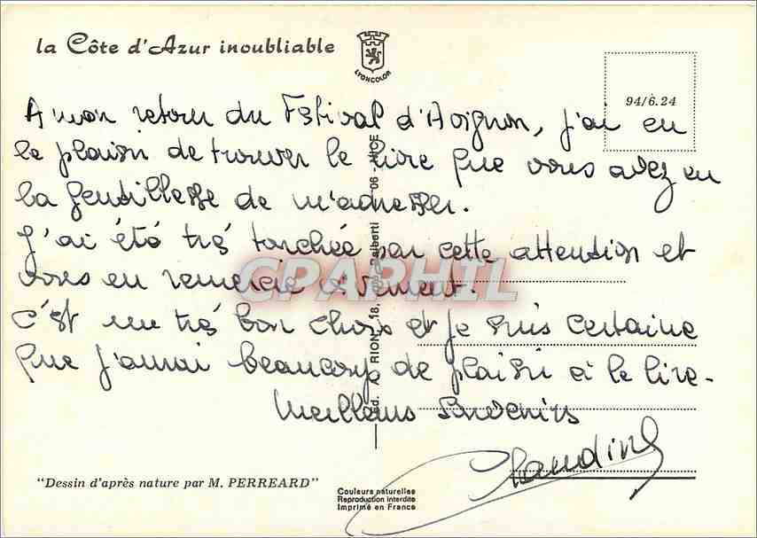 CPM Villefranche sur Mer La Darse au pied de la Citadelle  — Rückseite