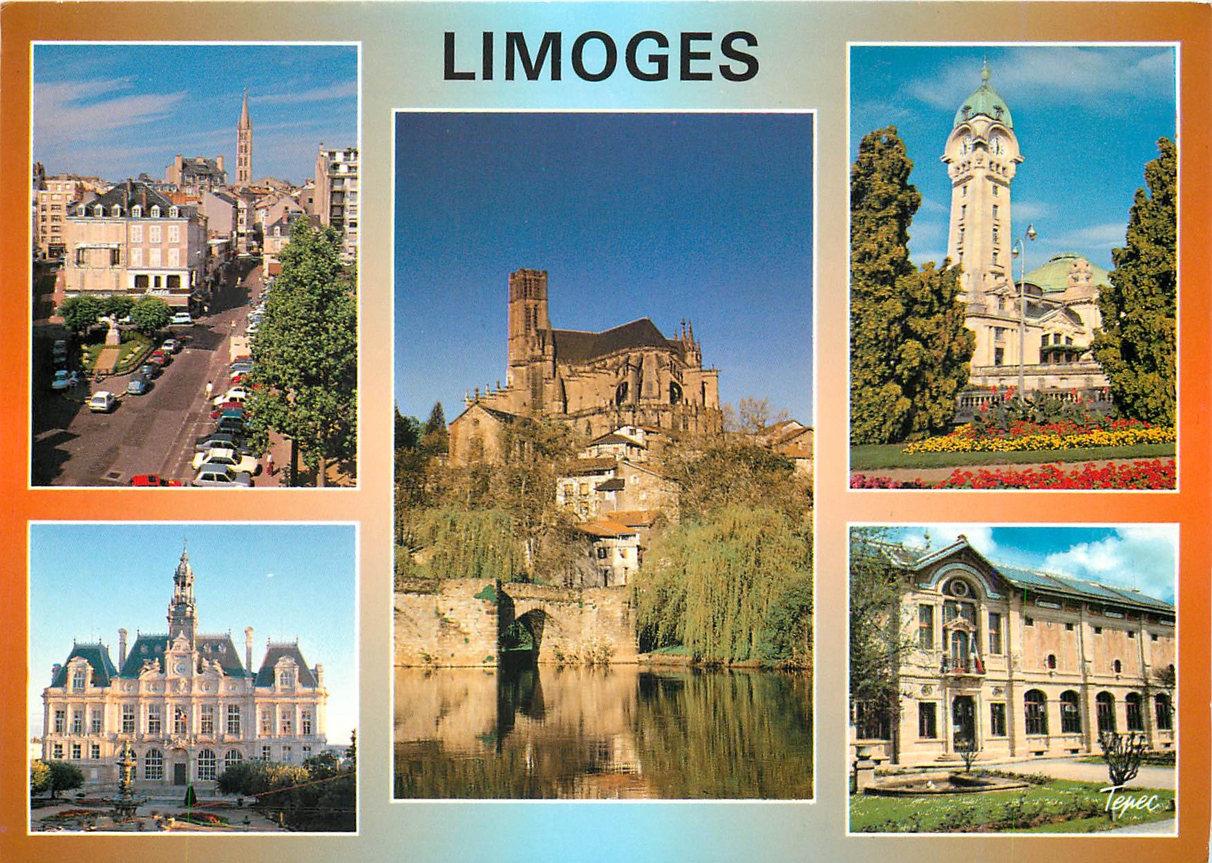 CPM Limoges Haute Vienne Pont et cathedrale St Etienne 