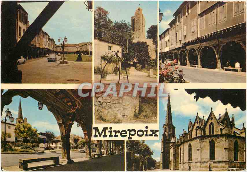 CPM Mirepoix Ariege Les Grands Couverts et l'eglise Saint Maurice 