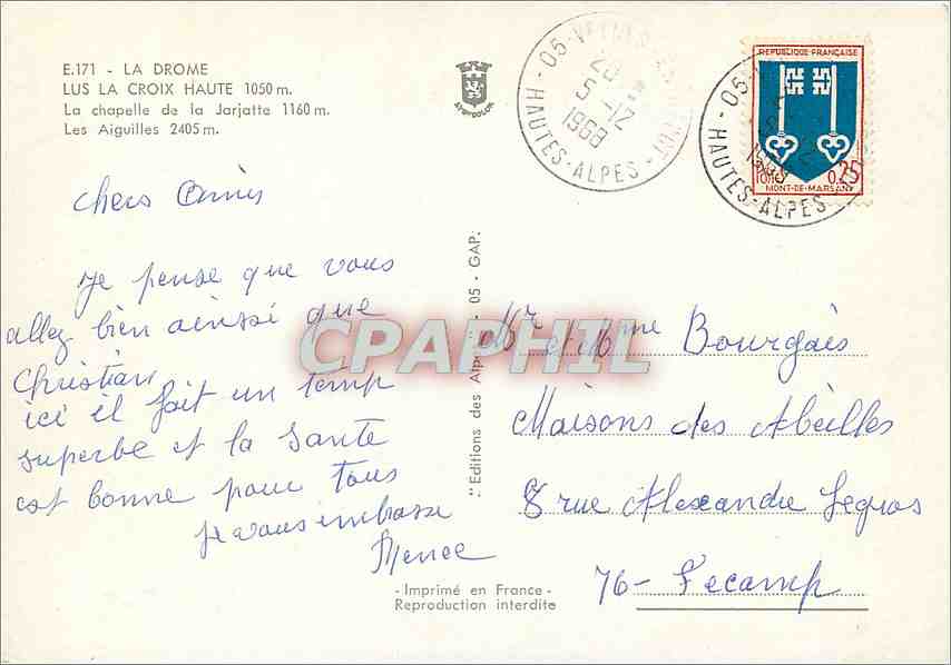 La chapelle de la Jarjatte — Lus la Croix Haute 1050 m — Éditions des Alpes — Verso