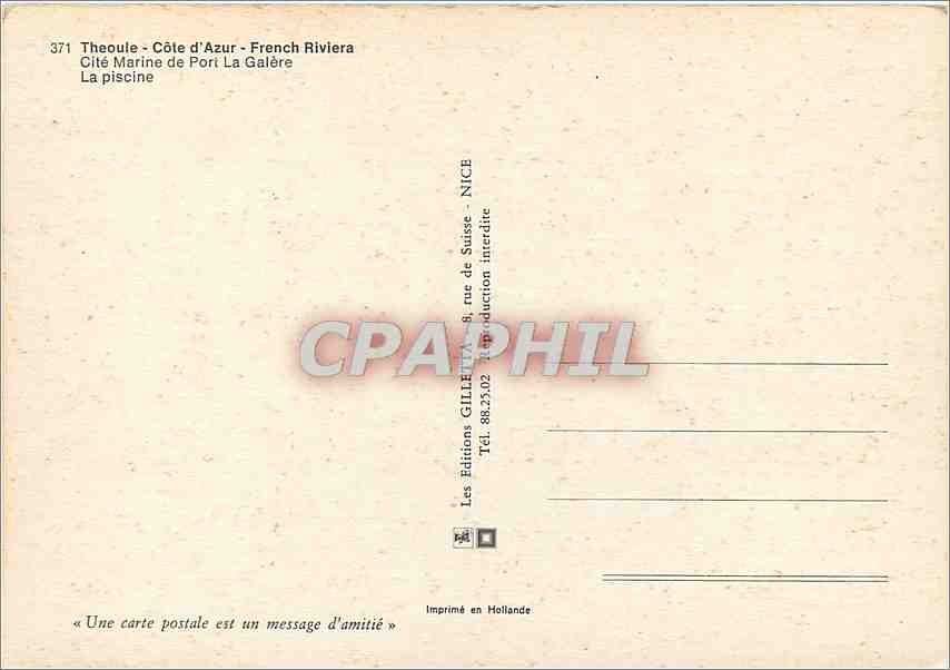 CPM Theule Cote d'Azur French Riviera Cite Marine de Port La Galere La piscine  — Rückseite