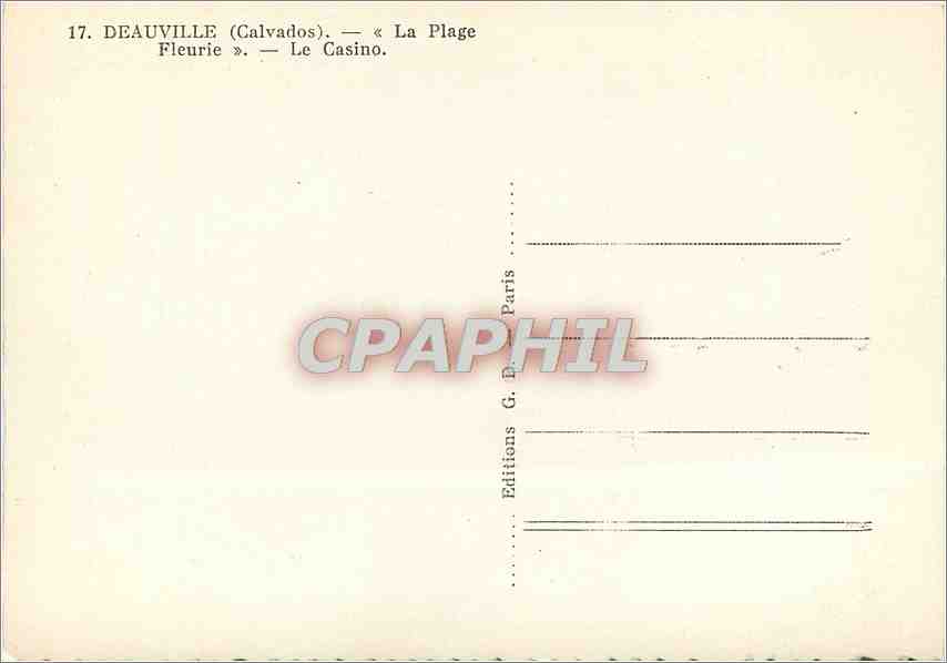 CPM Deauville Calvados La Plage Fleurie Le Casino  — Verso